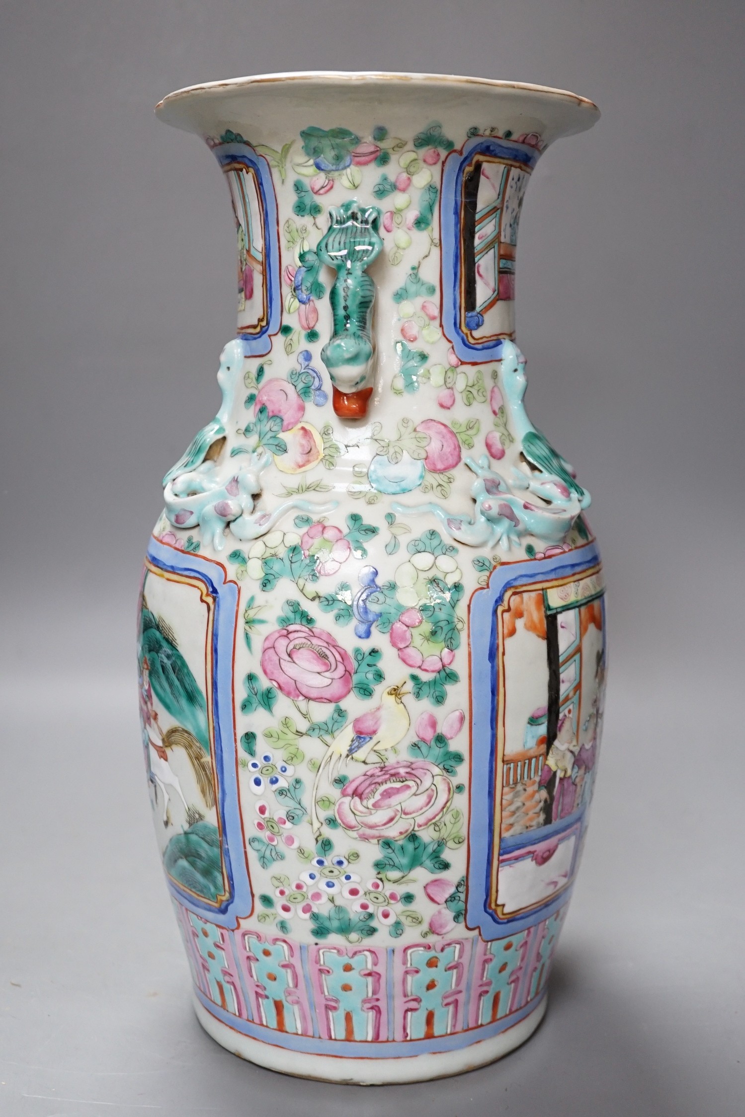 A 19th century Chinese famille rose vase, 36cm tall